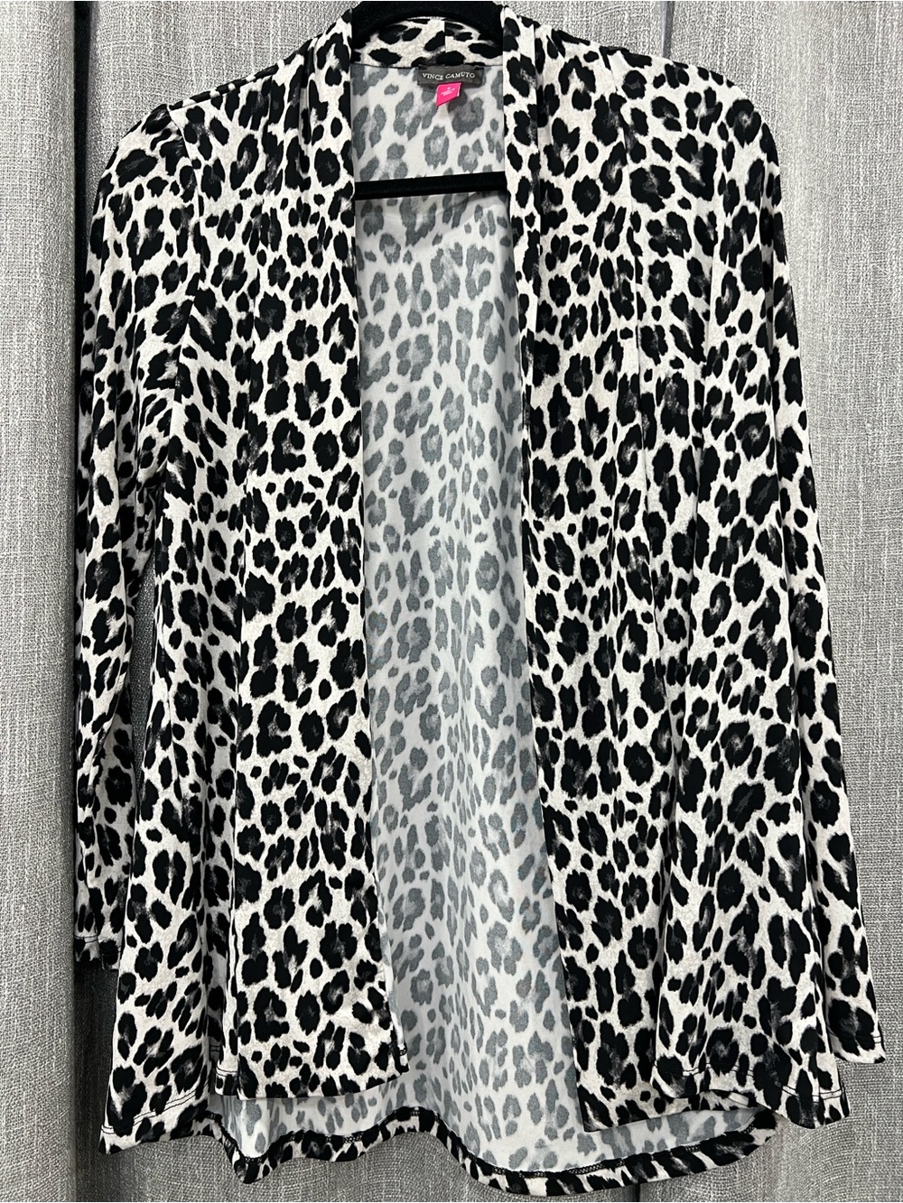 Vince Camuto Black and Gray Leopard Print Jacket